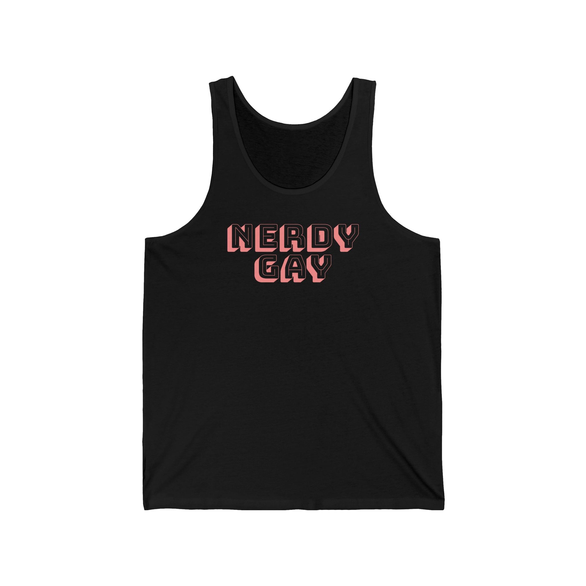 Nerdy Gay Black/Pink 100% Cotton Tank Top
